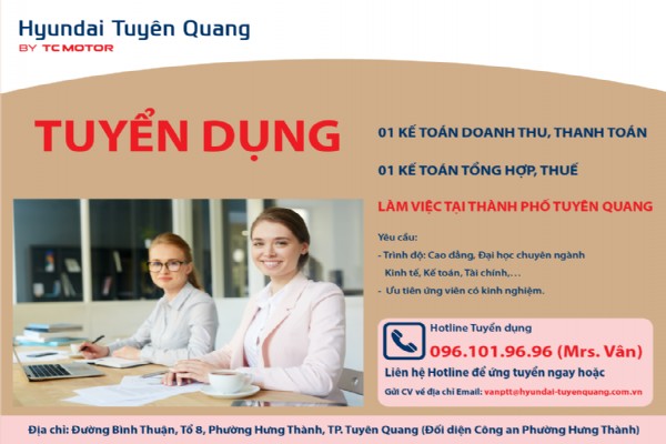 HYUNDAI TUYÊN QUANG TUYỂN DỤNG KẾ TOÁN