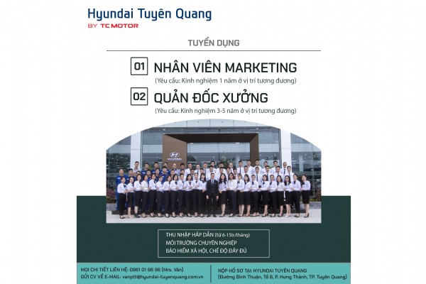 TUYỂN DỤNG 01 NHÂN VIÊN MARKETING & 02 QUẢN ĐỐC XƯỞNG