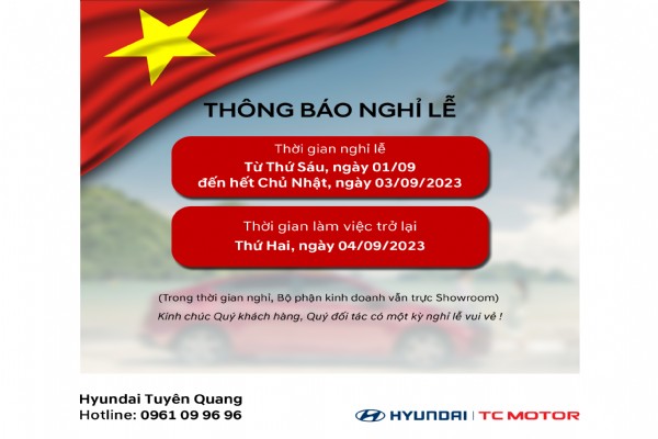 THÔNG BÁO NGHỈ LỄ QUỐC KHÁNH 2/9