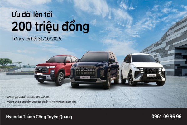 HYUNDAI THÀNH CÔNG ƯU ĐÃI BẢO HÀNH 8 NĂM CÙNG HỖ TRỢ TÀI CHÍNH LÊN ĐẾN 200 TRIỆU ĐỒNG