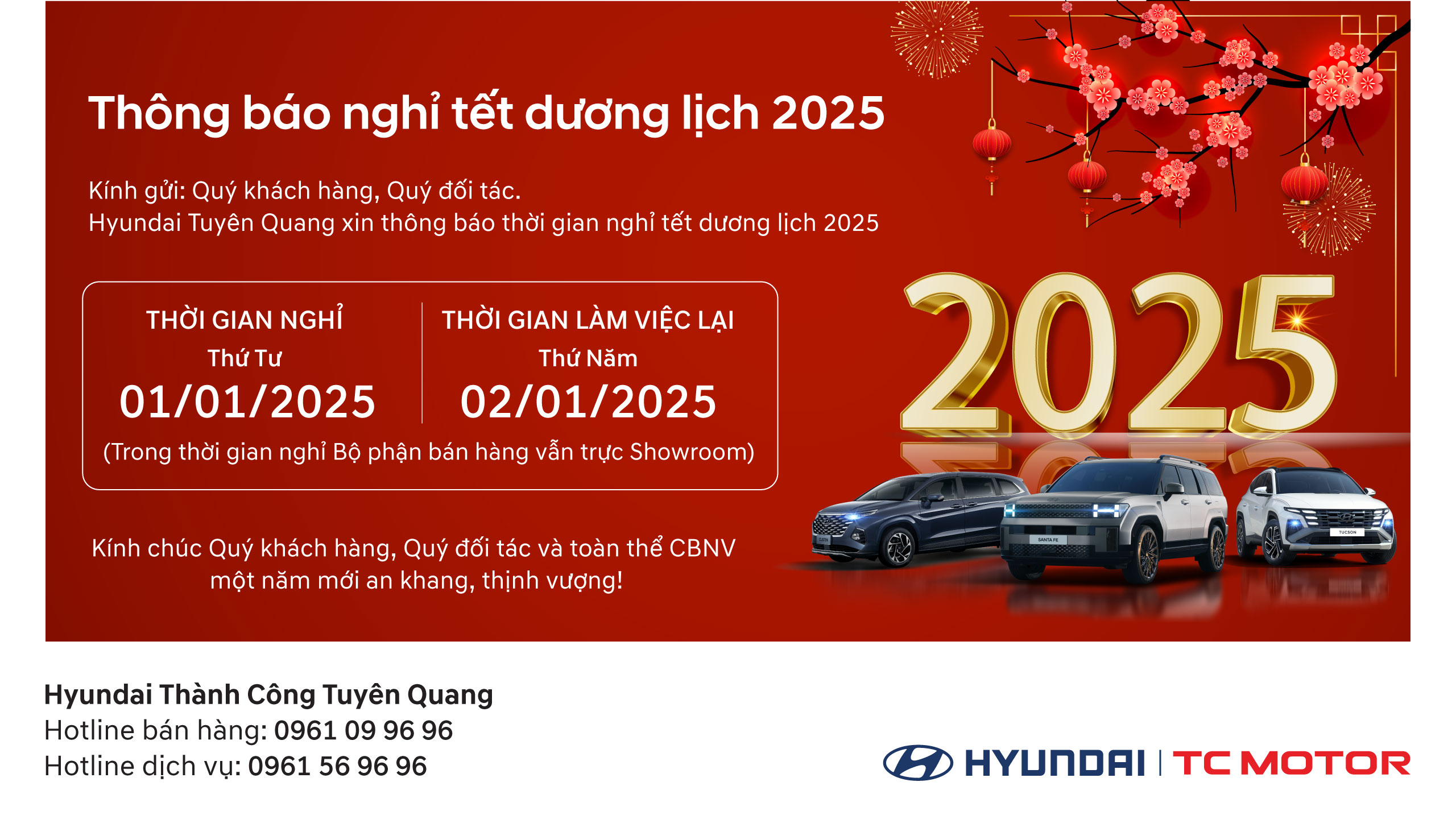 thông báo nghỉ tết dương lịch